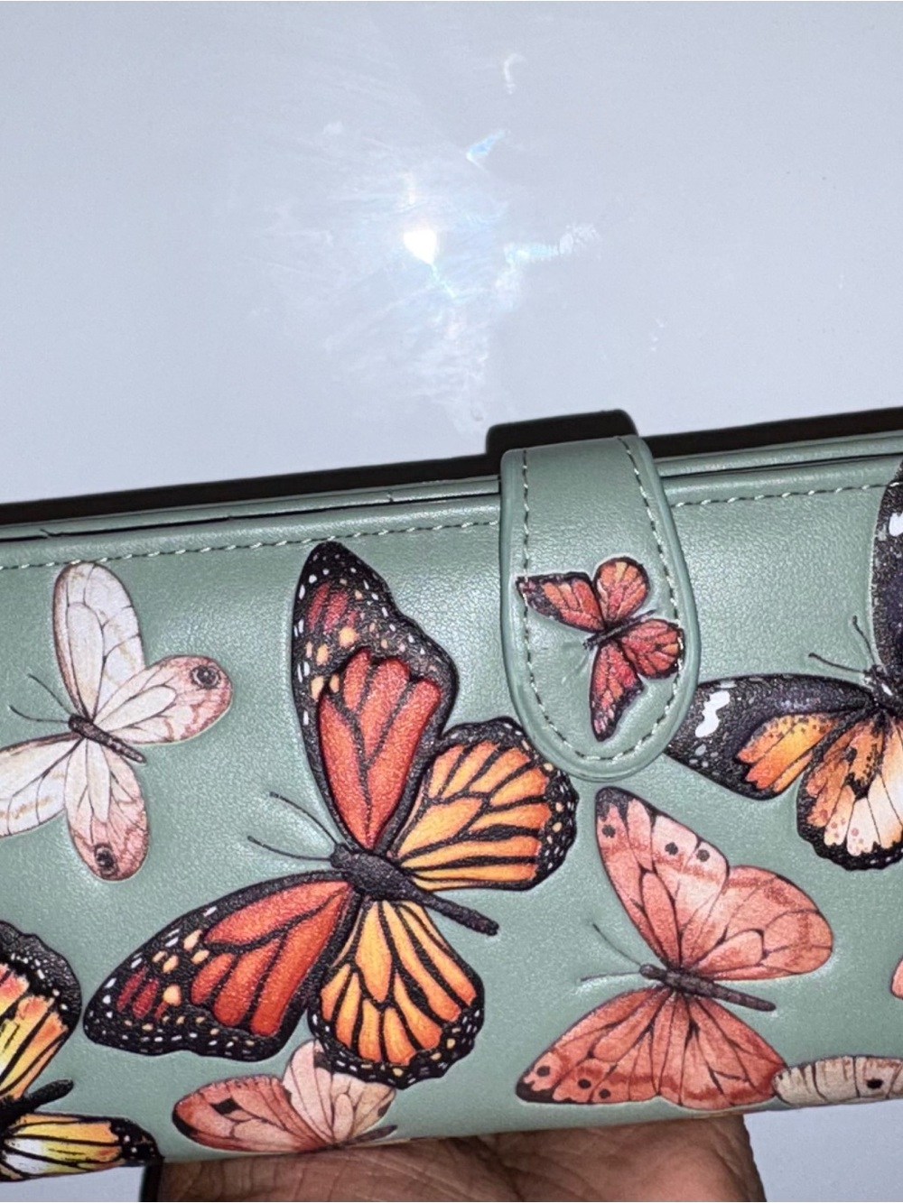 Green Butterfly Print Wallet